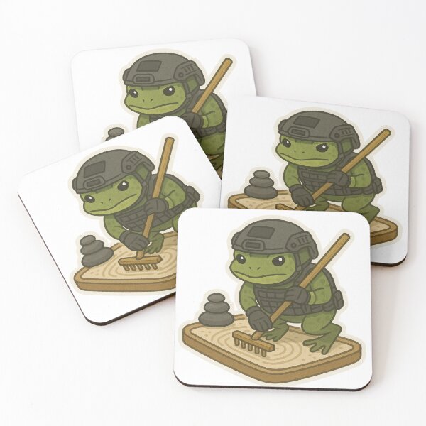 Item preview, Tactical Zen Frog – Warrior Frog Raking a Zen Garden designed and sold by BrinaandPops.