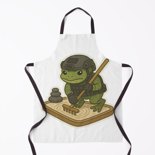 Item preview, Tactical Zen Frog – Warrior Frog Raking a Zen Garden designed and sold by BrinaandPops.