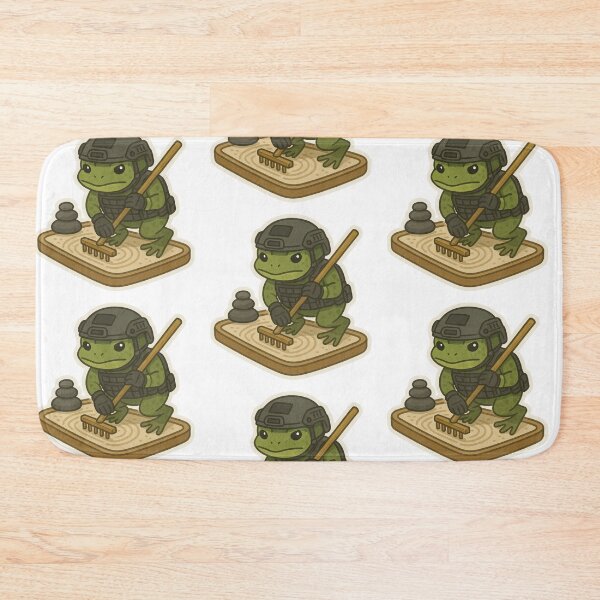 Item preview, Tactical Zen Frog – Warrior Frog Raking a Zen Garden designed and sold by BrinaandPops.