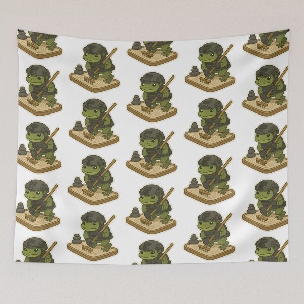 Item preview, Tactical Zen Frog – Warrior Frog Raking a Zen Garden designed and sold by BrinaandPops.