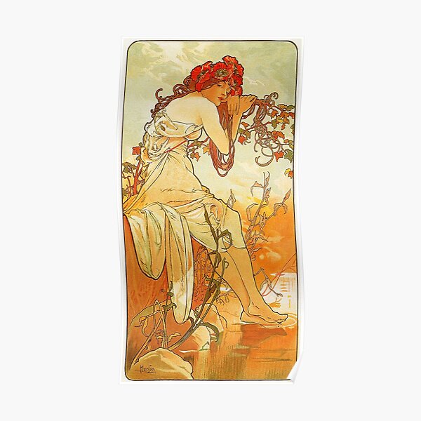 "HD. Summer, by Alphonse Mucha (1896) High Definition" Poster for Sale