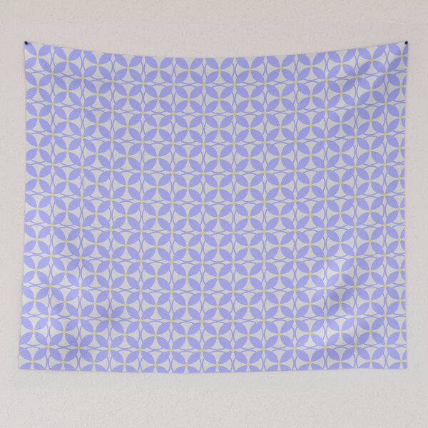 Item preview, Linen Circular Floral Pattern Blue And Yellow On Gray designed and sold by QuestingPixel.
