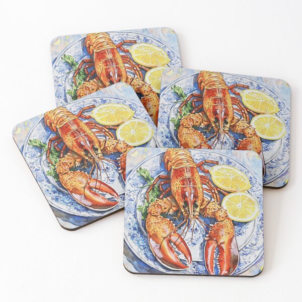 Item preview, Maine Lobster with Lemons Watercolor  designed and sold by Janine Aykens.
