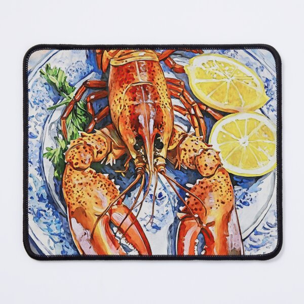 Item preview, Maine Lobster with Lemons Watercolor  designed and sold by Janine Aykens.