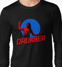 DRUMMER Logo and Figure Long Sleeve T-Shirt