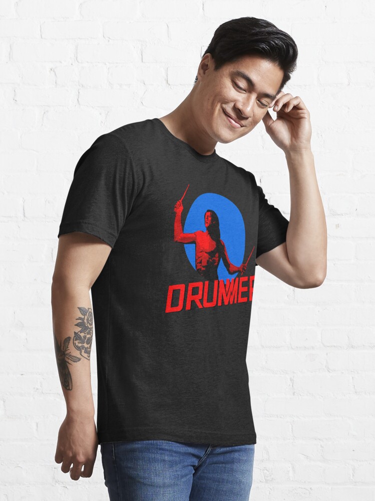 Alternate view of DRUMMER Logo and Figure Essential T-Shirt