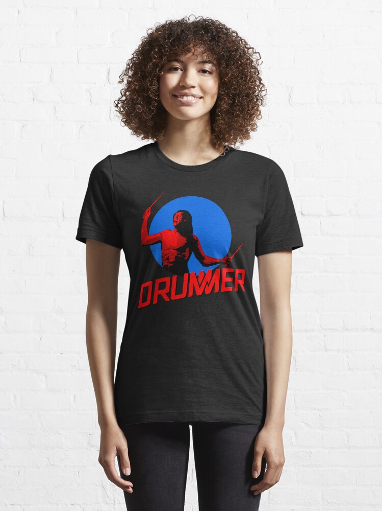 Alternate view of DRUMMER Logo and Figure Essential T-Shirt