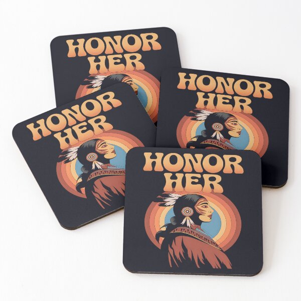 Item preview, Honor Her – Indigenous Woman with Retro Sunset designed and sold by Taans-Creation.