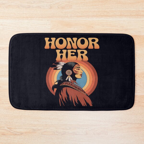 Item preview, Honor Her – Indigenous Woman with Retro Sunset designed and sold by Taans-Creation.