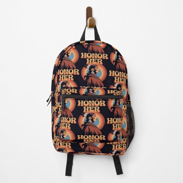Item preview, Honor Her – Indigenous Woman with Retro Sunset designed and sold by Taans-Creation.