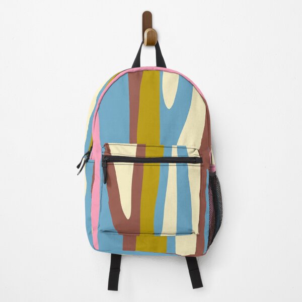 Item preview, Abstract Eclectic Wild Stripes Pattern in Blue Pink Avocado Brown designed and sold by kierkegaard.
