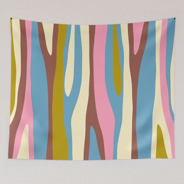 Item preview, Abstract Eclectic Wild Stripes Pattern in Blue Pink Avocado Brown designed and sold by kierkegaard.