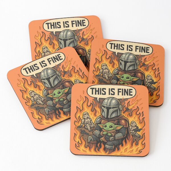 Item preview, “This is Fine” – The Mandalorian & Grogu Star Wars Meme Mashup designed and sold by GirlyPopped.
