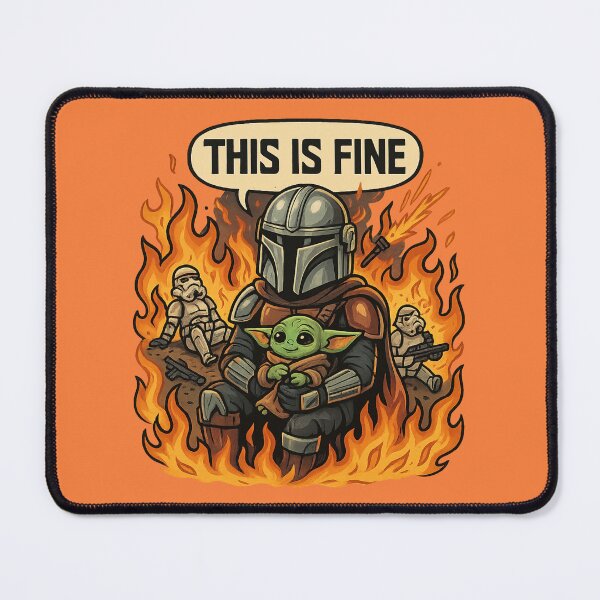 Item preview, “This is Fine” – The Mandalorian & Grogu Star Wars Meme Mashup designed and sold by GirlyPopped.