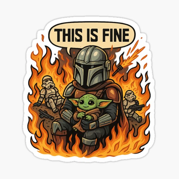 Vista previa del artículo con la obra «"Esto está bien" – El meme de Star Wars de The Mandalorian y Grogu», diseñado y vendido por GirlyPopped.
