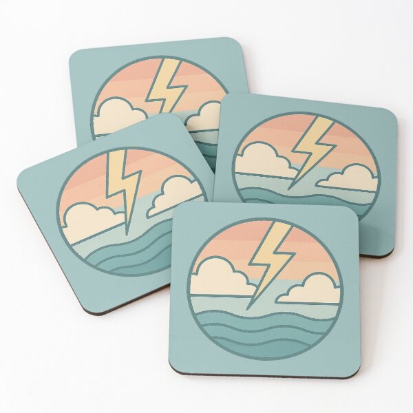 Item preview, Retro Pastel Weather Icons – Lightning, Wind, Sun, Rain & Fog designed and sold by Dream Circuit .