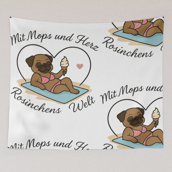 Item preview, Raisins with ice cream on the beach towel designed and sold by MitMopsundHerz Rosinchens_Welt.