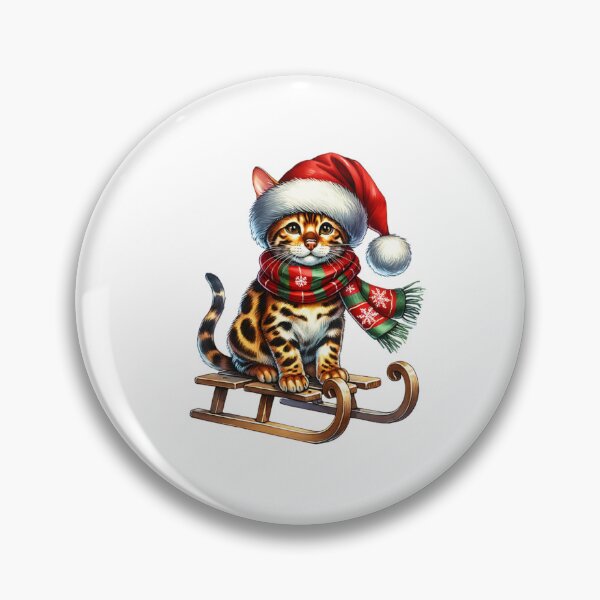 Item preview, Christmas Bengal Cat On A Sled designed and sold by TheAnimalZ00.