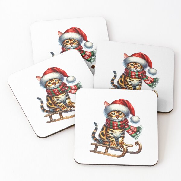 Item preview, Christmas Bengal Cat On A Sled designed and sold by TheAnimalZ00.