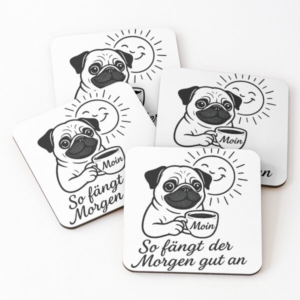 Item preview, ☕ Pug with coffee – “A good start to the morning” designed and sold by MitMopsundHerz Rosinchens_Welt.