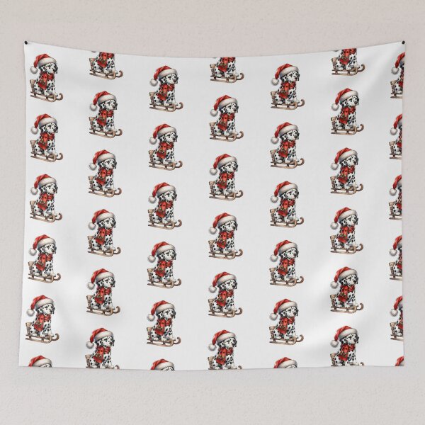 Item preview, Dalmatian Dog Wearing A Santa Hat On A Sled - Dalmatian Christmas designed and sold by TheAnimalZ00.