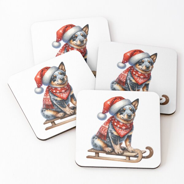 Item preview, Australian Cattle Dog Wearing A Santa Hat On A Sled - Australian Cattle Dog Christmas designed and sold by TheAnimalZ00.