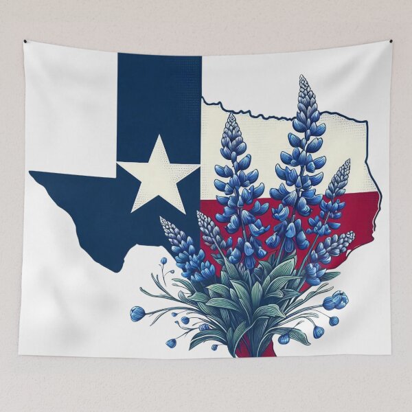 Item preview, Texas Flag with Bluebonnets designed and sold by JessArty ⭐⭐⭐⭐⭐.