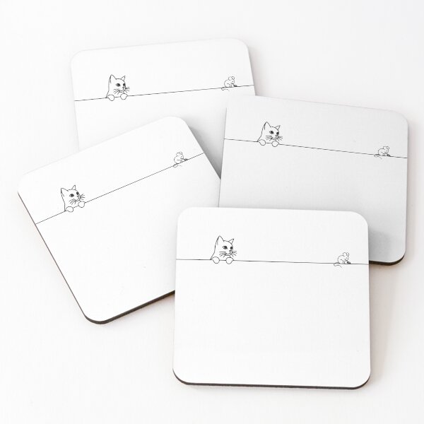 Item preview, Cat & Mouse – Minimalist Doodle Design | Black and White Graphic designed and sold by VariousGoodies.