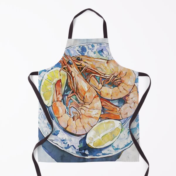 Item preview, Prawns with Lemon Watercolor Still Life designed and sold by Janine Aykens.