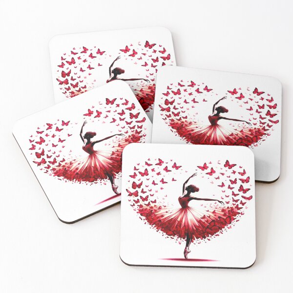 Item preview, drawing of feathering ballerina heart shape butterflies design designed and sold by NivyasArtistry.