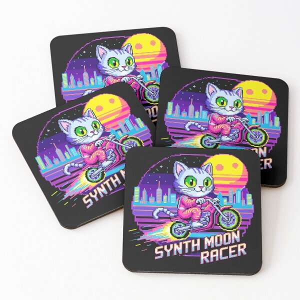 Item preview, Retro Pixel Cat Rider Synthwave Shirt designed and sold by Amanda's Factory.