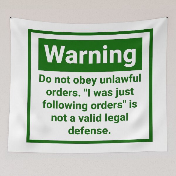 Item preview, Warning do not obey unlawful orders  designed and sold by Rachel the Artist .
