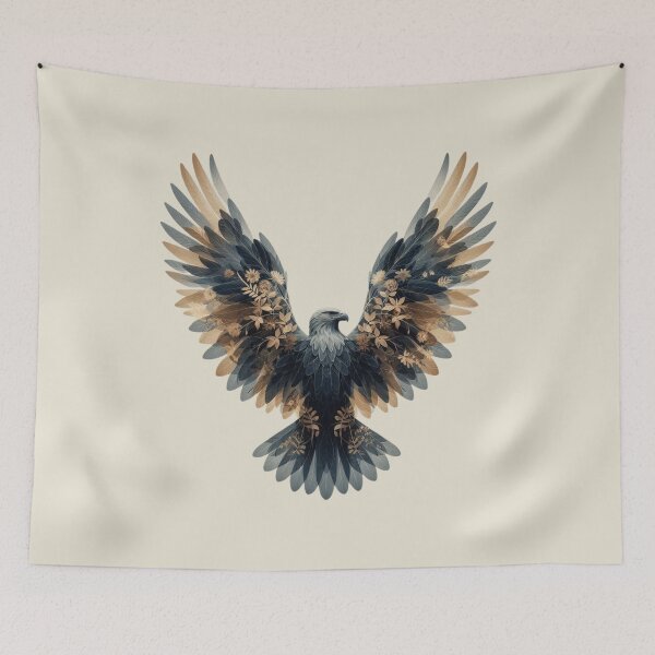 Item preview, Floral Eagle Wings Spread Artwork – Botanical Majestic Bird Design designed and sold by gkhanco.