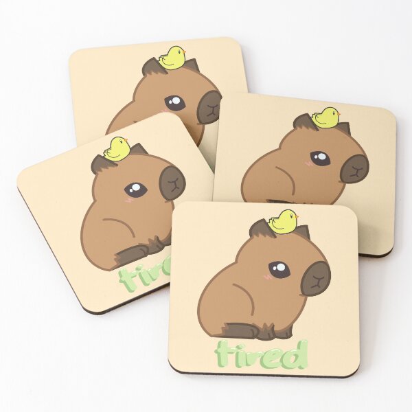 Item preview, Tired Capybara – Cute Sleepy Animal Design with Chick on Head designed and sold by theartbykay.