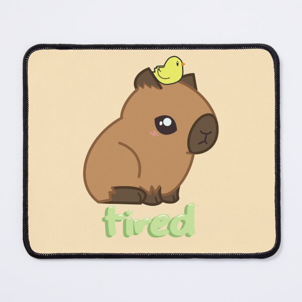 Item preview, Tired Capybara – Cute Sleepy Animal Design with Chick on Head designed and sold by theartbykay.