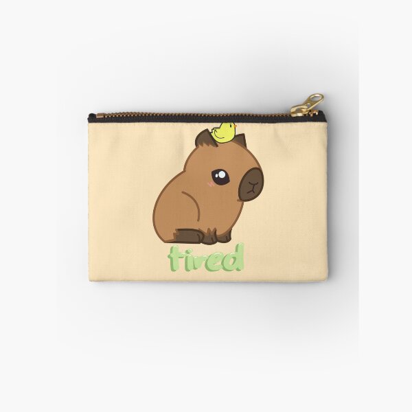 Item preview, Tired Capybara – Cute Sleepy Animal Design with Chick on Head designed and sold by theartbykay.