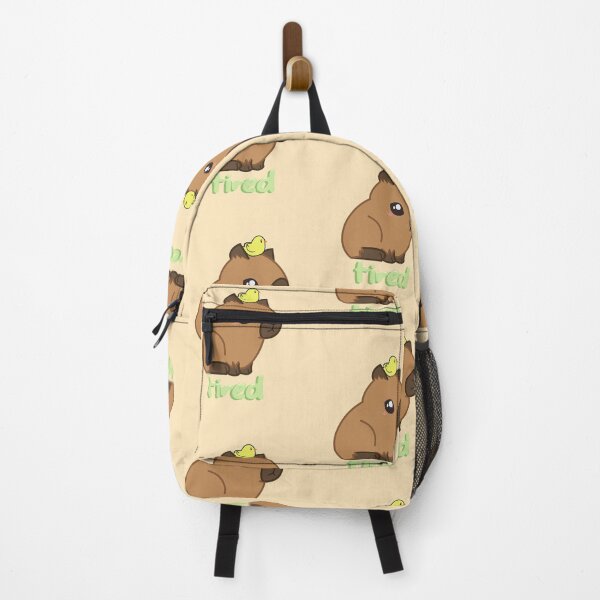 Item preview, Tired Capybara – Cute Sleepy Animal Design with Chick on Head designed and sold by theartbykay.