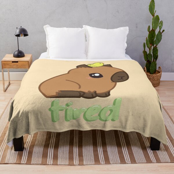 Item preview, Tired Capybara – Cute Sleepy Animal Design with Chick on Head designed and sold by theartbykay.