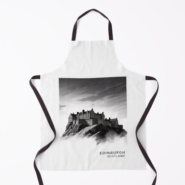 Item preview, Edinburgh Castle Retro Vintage Black and White Illustration – Mystical Scotland Art Poster designed and sold by pod24.