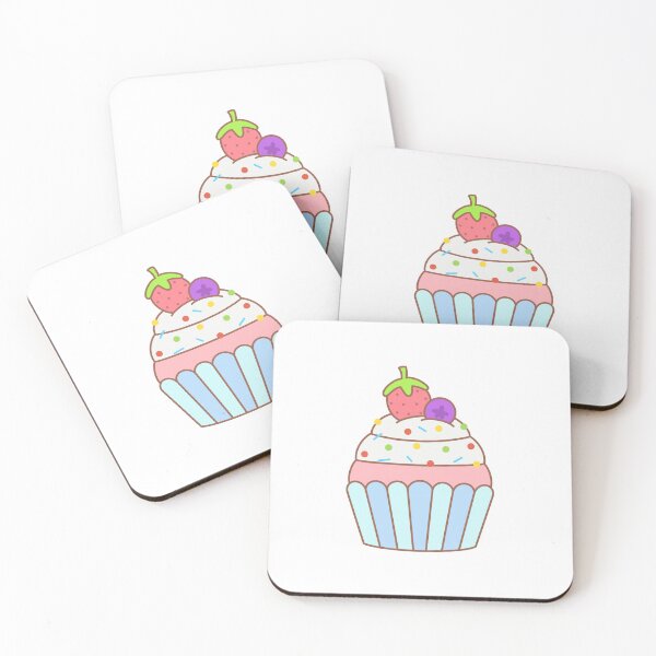 Item preview, Cute Pastel Dessert CupCake with Mixed Berry and Sprinkles Topping designed and sold by nuchz.