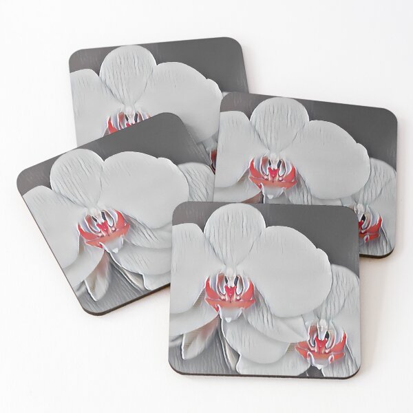 Item preview, 5 Reasons Elegant White Orchids with Red Centers Stand Out in Floral Art designed and sold by POETTICA.