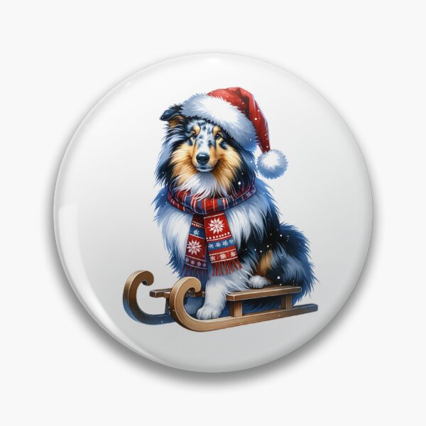Item preview, Blue Merle Rough Collie Dog On A Sled - Blue Merle Rough Collie Christmas designed and sold by TheAnimalZ00.