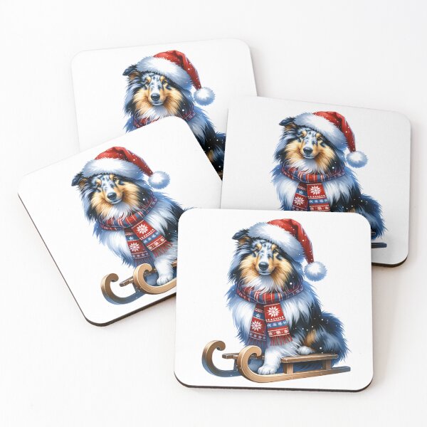 Item preview, Blue Merle Rough Collie Dog On A Sled - Blue Merle Rough Collie Christmas designed and sold by TheAnimalZ00.