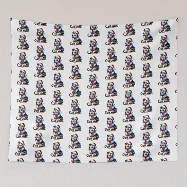 Item preview, Blue Merle Rough Collie Dog On A Sled - Blue Merle Rough Collie Christmas designed and sold by TheAnimalZ00.