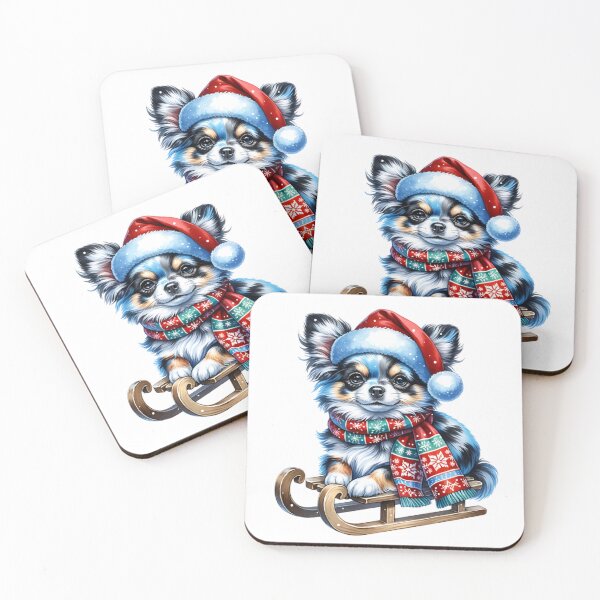Item preview, Blue Merle Chihuahua Dog On A Sled - Blue Merle Chihuahua Christmas designed and sold by TheAnimalZ00.