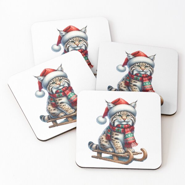 Item preview, Bobcat Wearing A Santa Hat On A Sled  designed and sold by TheAnimalZ00.
