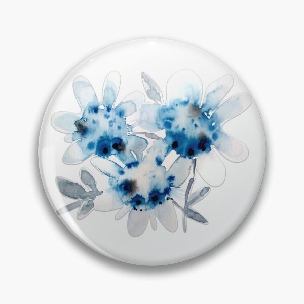 Item preview, Blue and Gray Watercolor Splatter Flowers designed and sold by Kara Draws.