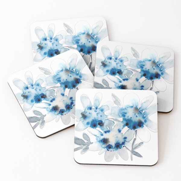 Item preview, Blue and Gray Watercolor Splatter Flowers designed and sold by Kara Draws.