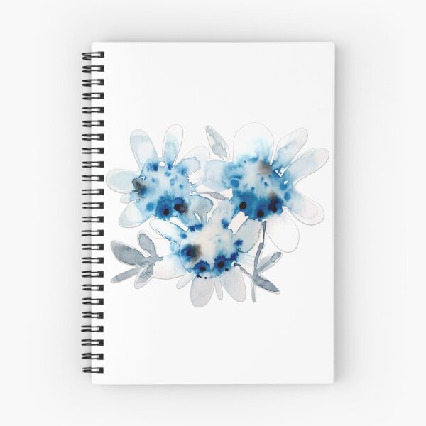 Item preview, Blue and Gray Watercolor Splatter Flowers designed and sold by Kara Draws.
