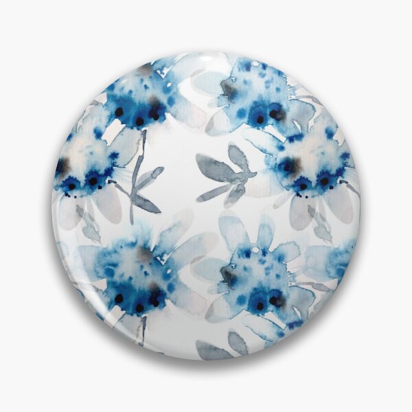Item preview, Gray and Blue Watercolor Splatter Flowers designed and sold by Kara Draws.